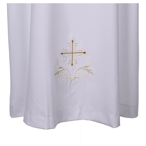 White alb with dove-grey and cream-coloured cross embroidery 2