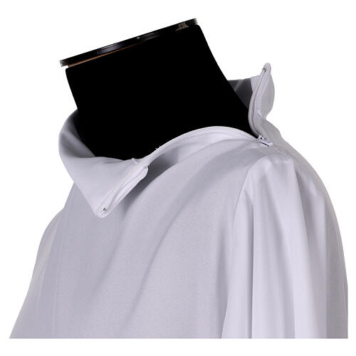 White alb with dove-grey and cream-coloured cross embroidery 6