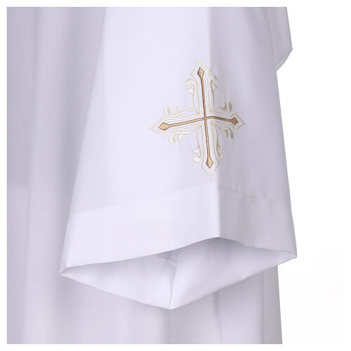 White alb with dove grey and cream cross embroidery 4