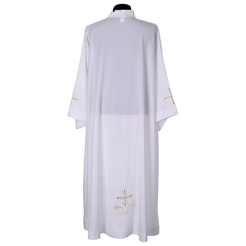 White alb with dove grey and cream cross embroidery 7