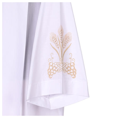 White alb with pleats, wheat and grapes embroidery 4