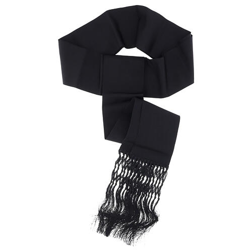 Fascia per talare nera viscosa setificata frangia 12 cm 3