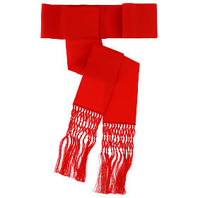 Ceinture pour soutane rouge en viscose effet soie avec frange 12 cm