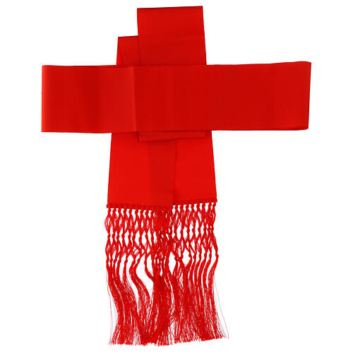 Red Cincture with Fringe, 12 cm in Viscose Silk 3