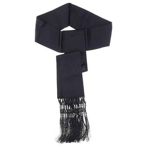 Pas do sutanny z wiskozy jedwabnej, efekt marmurkowy, czarny, 12 cm 3