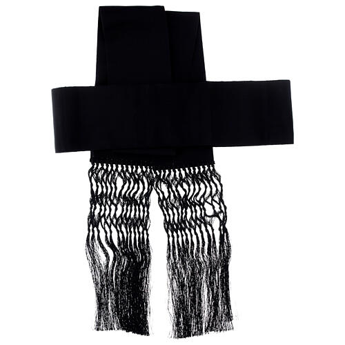 Fascia per talare nera viscosa setificata frangia 13 cm 3