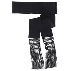 Faixa para batina de viscose efeito seda moiré preta 13 cm