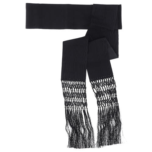 Faixa para batina de viscose efeito seda moiré preta 13 cm 1