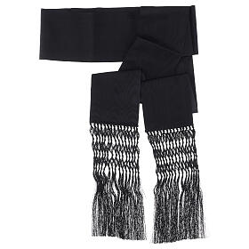 Faixa para batina em viscose efeito seda moiré preta 15 cm