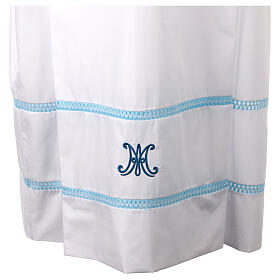 Alba blanca bordado mariano alfiletero azul mixto algodón Gamma