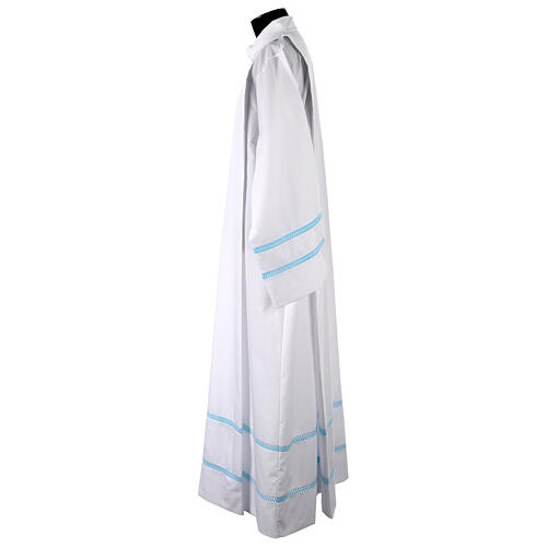 Alba blanca bordado mariano alfiletero azul mixto algodón Gamma 4