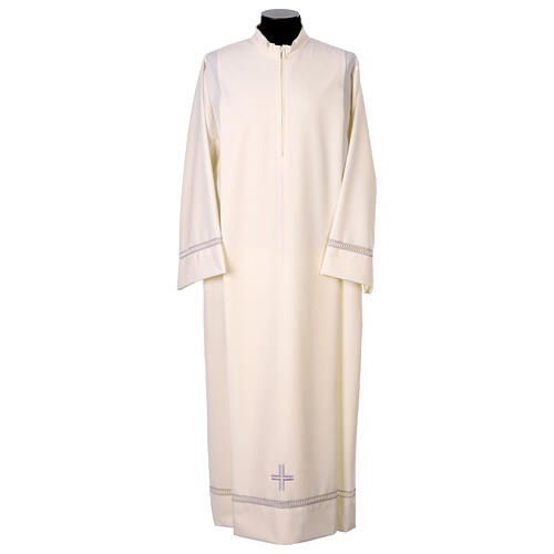 Alb with white hemstitch and cross by Vebi Confezioni 1