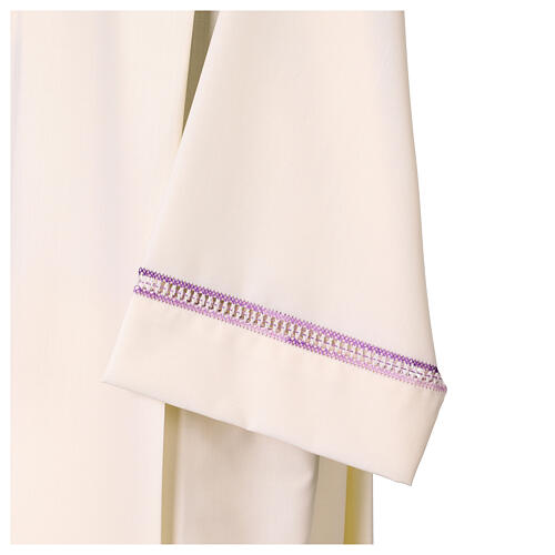 Albe mit Durchbruchstickerei, violett-weiß, Kreuz, Vebi Confezioni 4