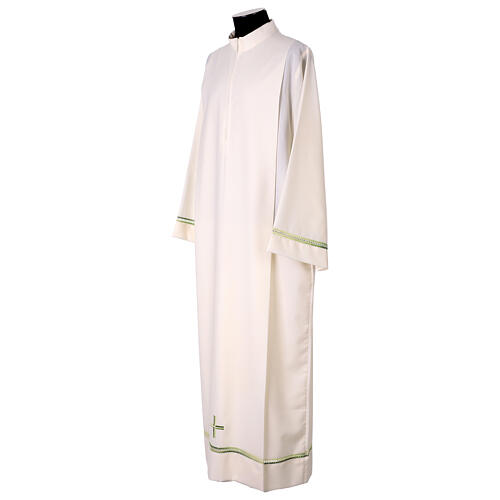 Alb with green hemstitch and cross by Vebi Confezioni 3