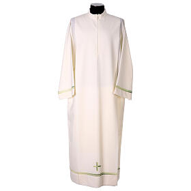 White Alb Embroidered Green Lily by Vebi Confezioni