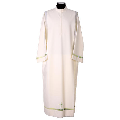 White Alb Embroidered Green Lily by Vebi Confezioni 1