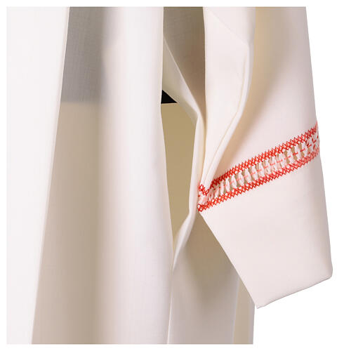 White alb with red hemstitch and cross by Vebi Confezioni 6