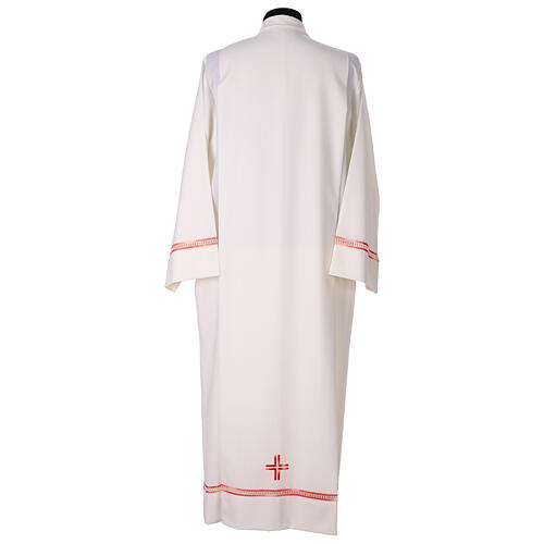 White priest alb with red and white gigliuccio cross by Vebi Confezioni 7