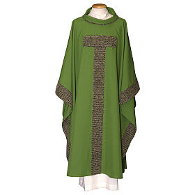 Machine-embroidered polyester chasuble by Gamma, Tau cross