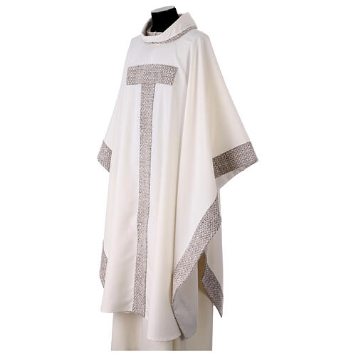 Casula com cruz TAU bordada à máquina em poliéster Gamma 8