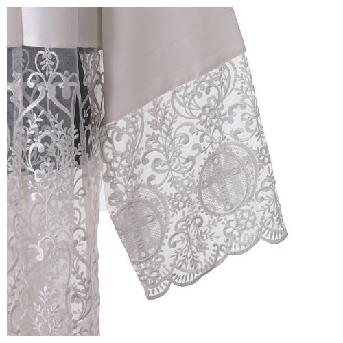 Surplis 80% coton et 20% soie blanc avec dentelle 5