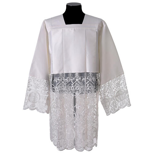 Cotta 80% cotone e 20% seta bianco seta con pizzo 1