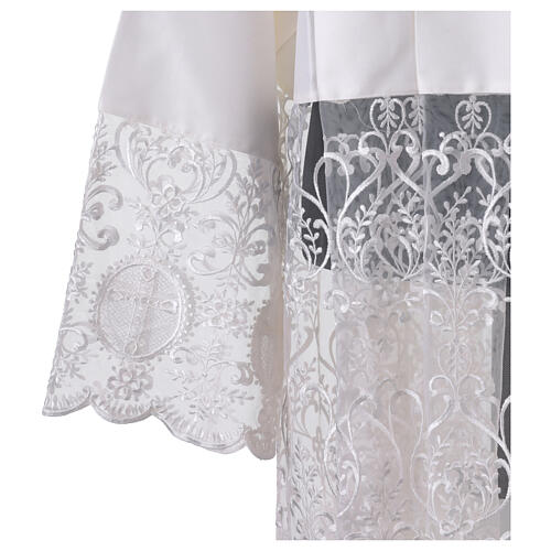 Cotta 80% cotone e 20% seta bianco seta con pizzo 3