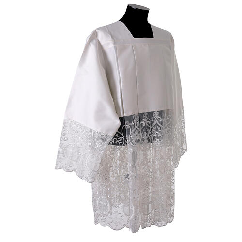Cotta 80% cotone e 20% seta bianco seta con pizzo 6