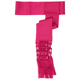 Maroon cassock cincture with 14 in fringe