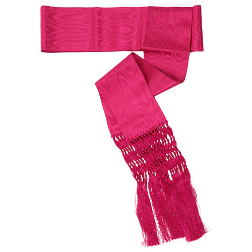 Cincture for cassock with mottled effect in burgundy, 14 in fringe 1