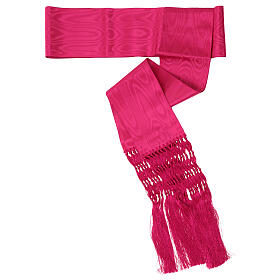 Ceinture pour soutane effet moiré grenat avec franges 35 cm