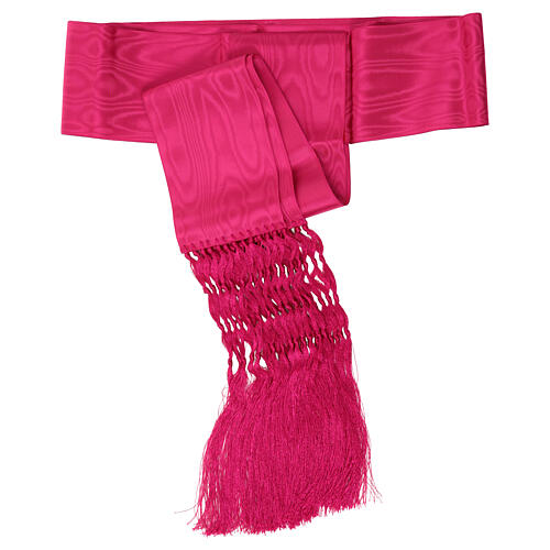 Pas do sutanny z efektem marmurkowym - purpurowy, z frędzlami 35 cm 3