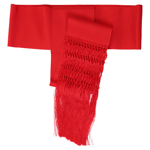 Pas do sutanny czerwony, z frędzlami - długość 35 cm, szerokość 15 cm 3