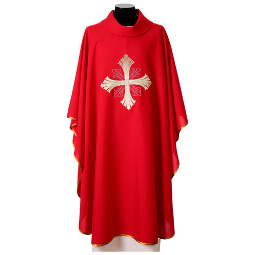 Kasel aus Polyester mit Kreuzstickerei auf Vorder- und Rückseite 7