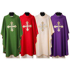 Polyester chasuble with embroidered cross, front and back