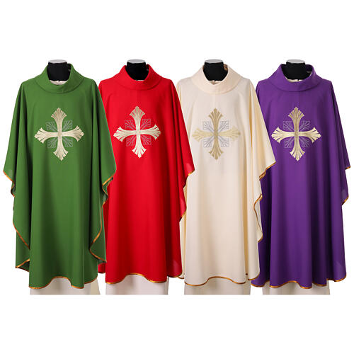 Polyester chasuble with embroidered cross, front and back 1