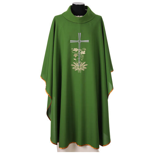 Priest's chasuble with cross, wheat, and vine embroidery 2