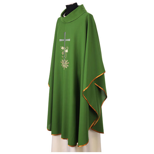 Priest's chasuble with cross, wheat, and vine embroidery 4