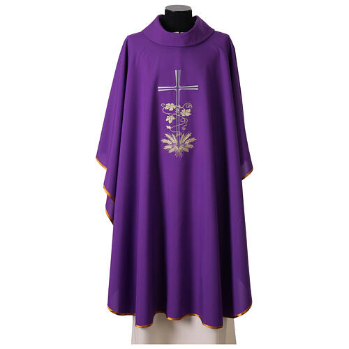 Priest's chasuble with cross, wheat, and vine embroidery 8