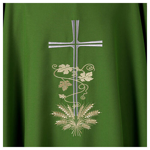 Casula sacerdotale ricamo croce spighe e tralcio 3