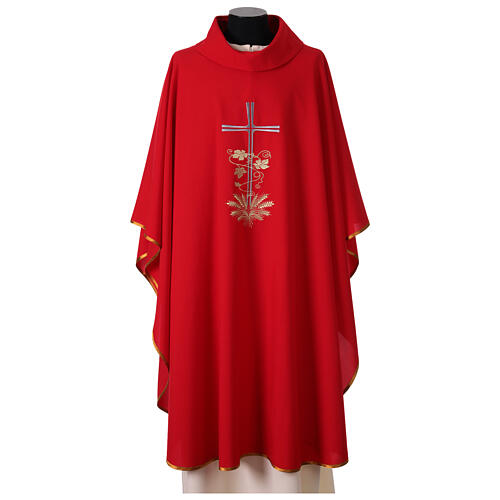 Casula sacerdotale ricamo croce spighe e tralcio 5
