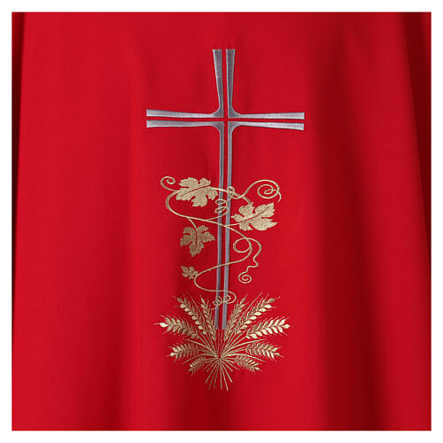 Casula sacerdotale ricamo croce spighe e tralcio 6