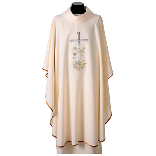 Casula sacerdotale ricamo croce spighe e tralcio 7