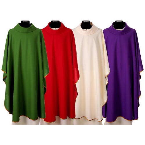Priest chasuble without embroidery, gold trim edge 1