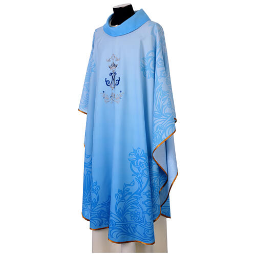 Blue Marian Chasuble with Embroidered Monogram 3