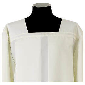 Ivory square-neck polyester alb without zipper