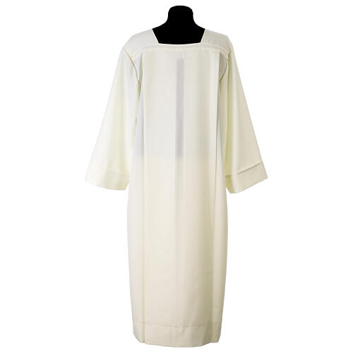 Ivory square-neck polyester alb without zipper 5