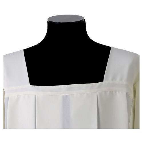 Ivory polyester surplice with lace banding and 4 pleats 2