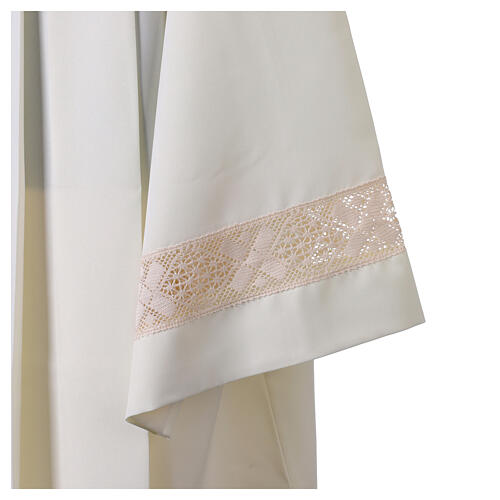 Ivory polyester surplice with lace banding and 4 pleats 3