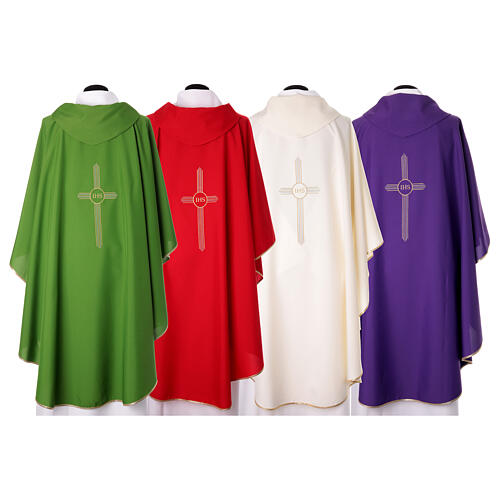 Chasuble with bicolour IHS embroidery by In Primis 7